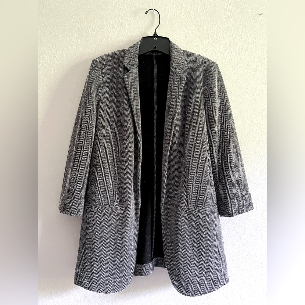 Relaxed fit herringbone blazer